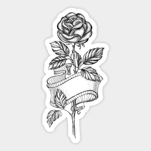 Rose Sketch with Ribbon Sticker
